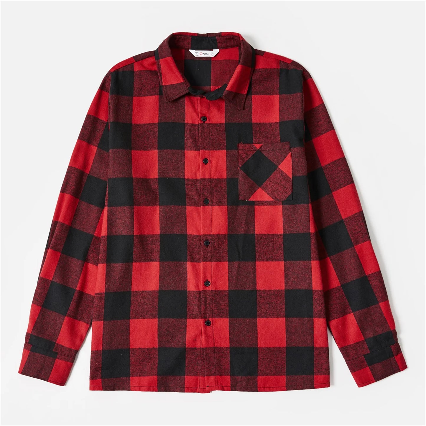 Christmas Red Plaid Splicing Black Long-sleeve Sets