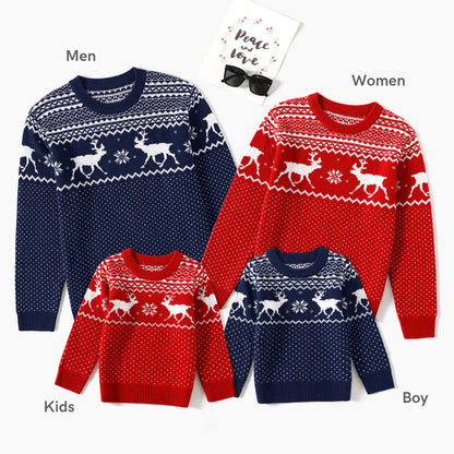 Deer Graphic Long-sleeve Knitted Sweater