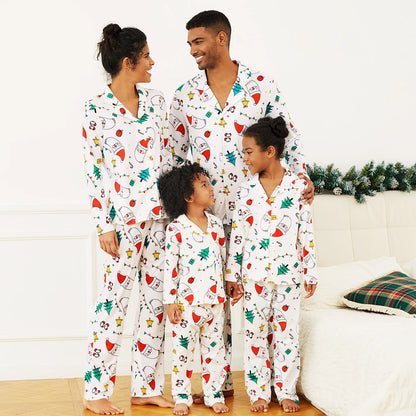 Colorful Festival Theme Print Long Sleeve Pajamas Sets