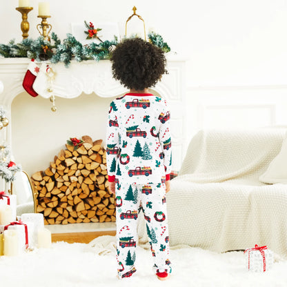 Tree & Car Print Long-sleeve Pajamas Family Sets