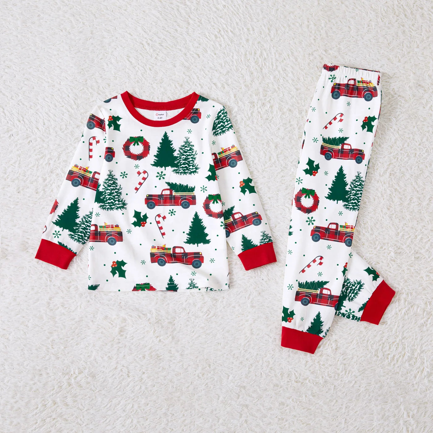 Tree & Car Print Long-sleeve Pajamas Family Sets