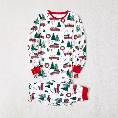 Tree & Car Print Long-sleeve Pajamas Family Sets