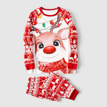 Print Red Family Looks Raglan-sleeve Pajamas Sets