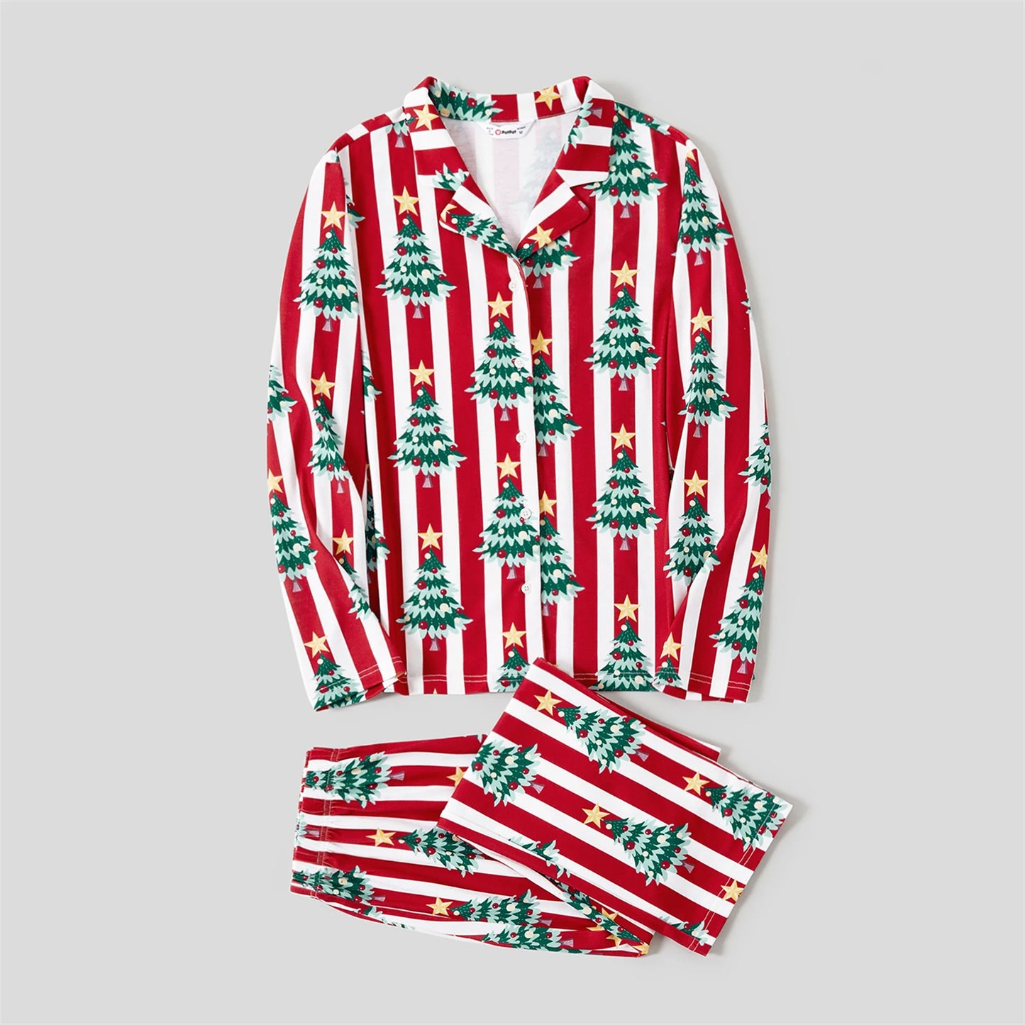 Trees Print Stripes Long-sleeve Pajamas Sets