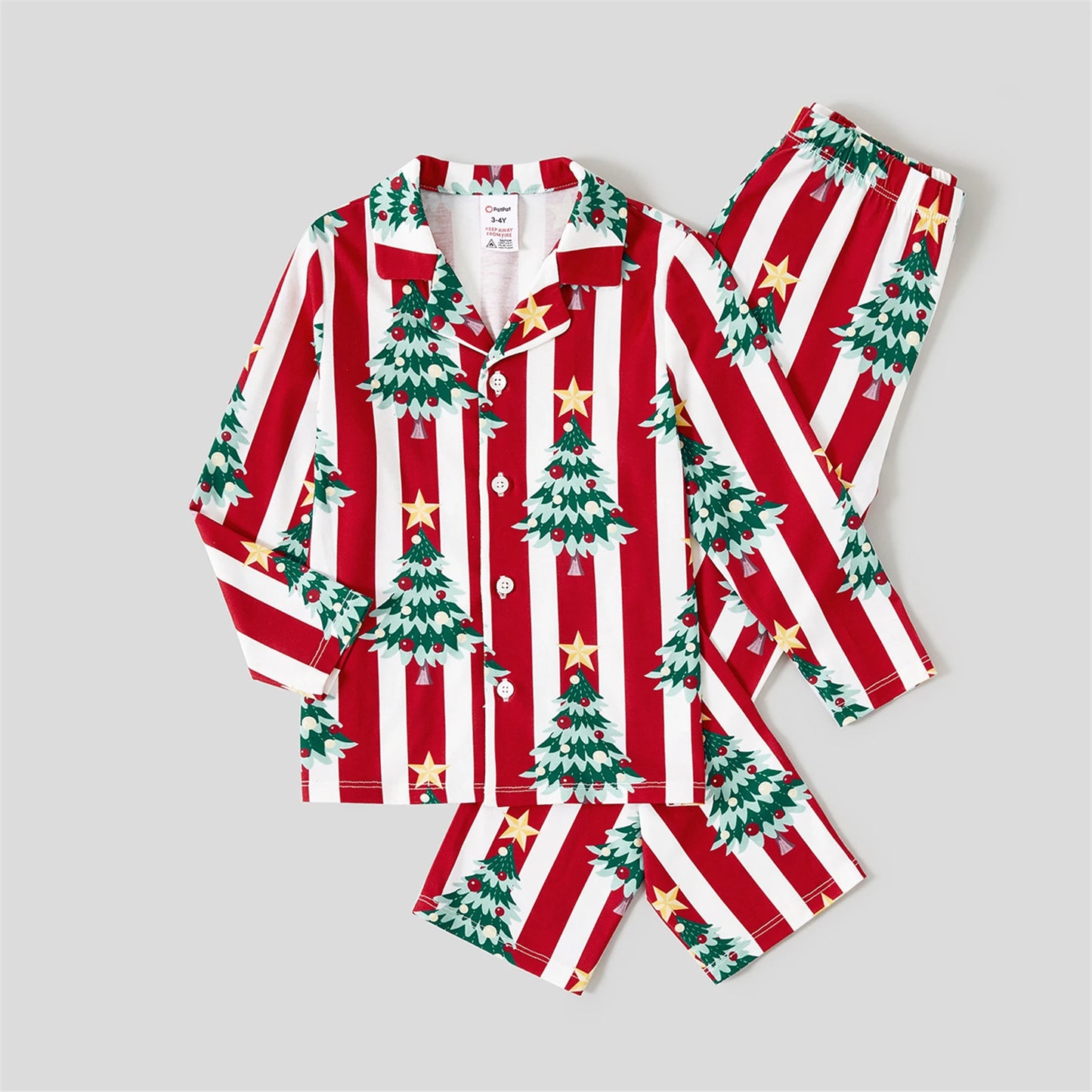 Trees Print Stripes Long-sleeve Pajamas Sets