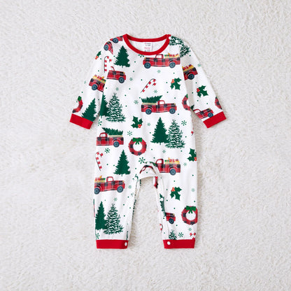 Tree & Car Print Long-sleeve Pajamas Family Sets