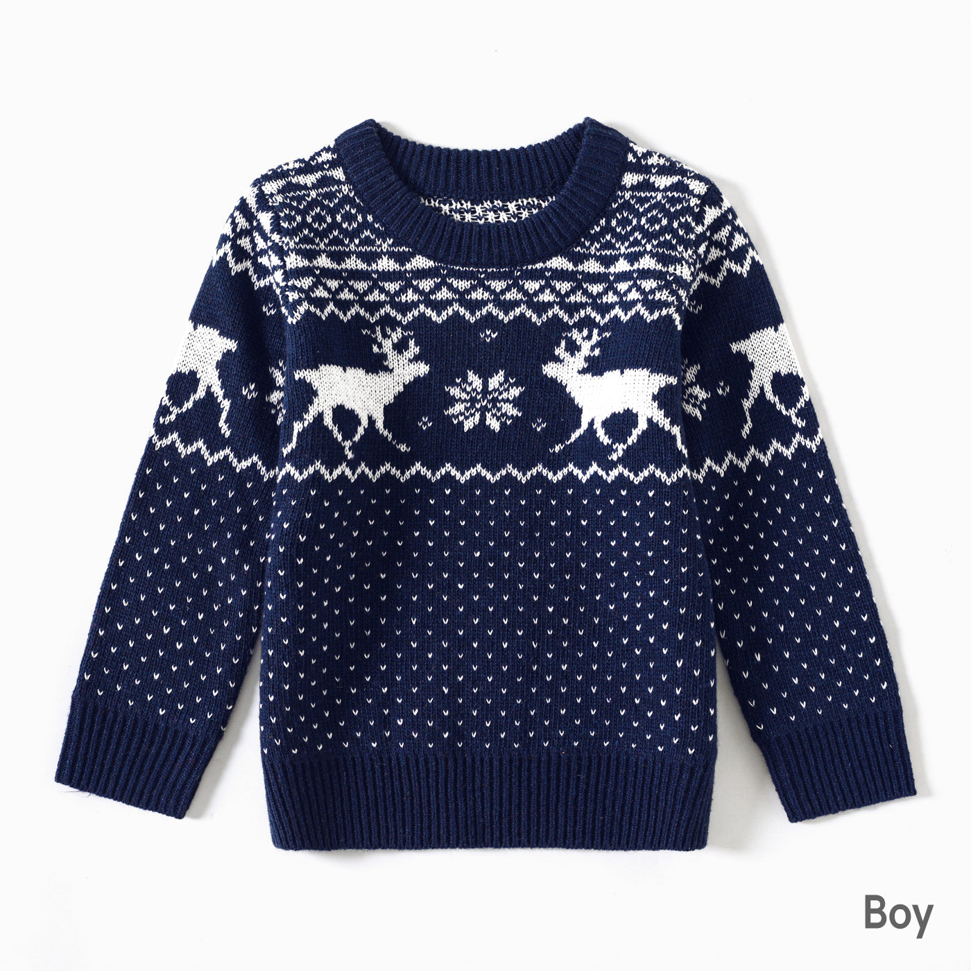 Deer Graphic Long-sleeve Knitted Sweater