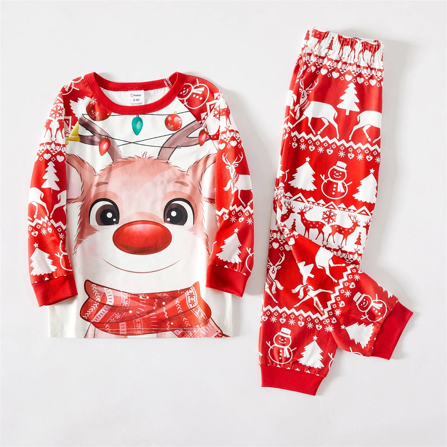 Print Red Family Looks Raglan-sleeve Pajamas Sets