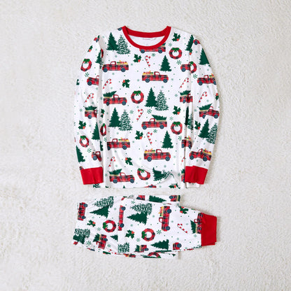 Tree & Car Print Long-sleeve Pajamas Family Sets