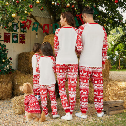 Print Red Family Looks Raglan-sleeve Pajamas Sets