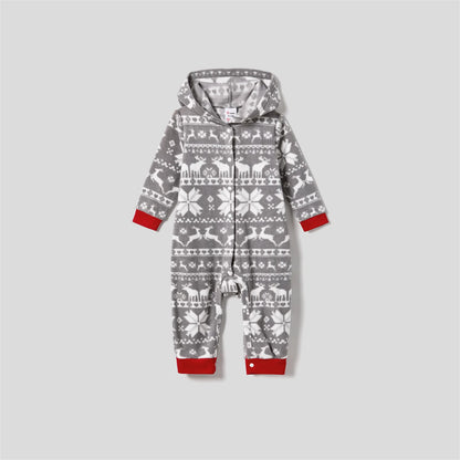 Embroidered Long-sleeve Hooded Fleece Pajamas Sets