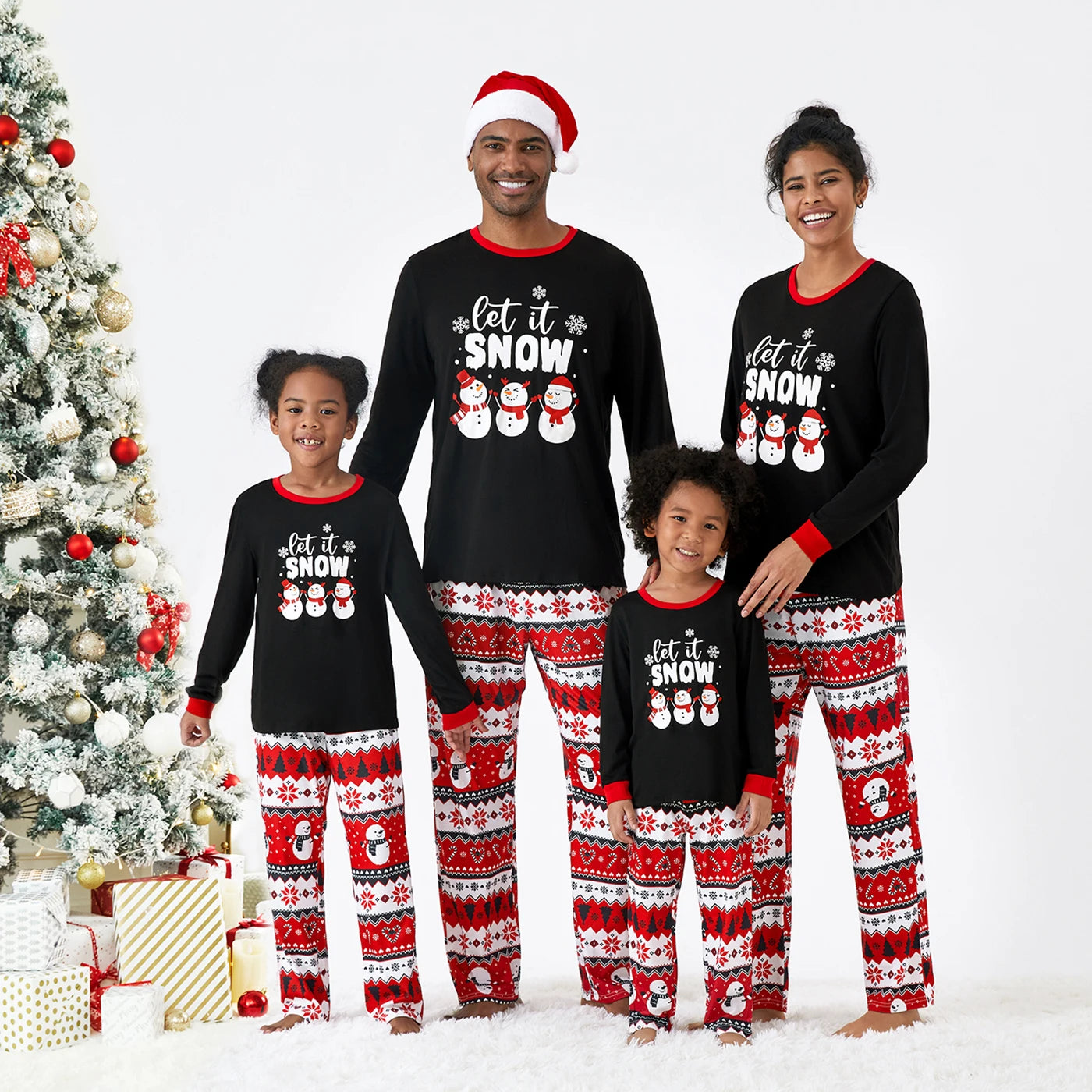 Christmas Letter and Snowman Print Pajamas Sets