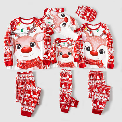 Print Red Family Looks Raglan-sleeve Pajamas Sets