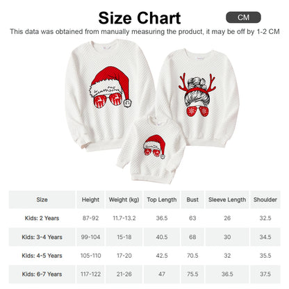 Print White Family Matching Textured Sweatshirts