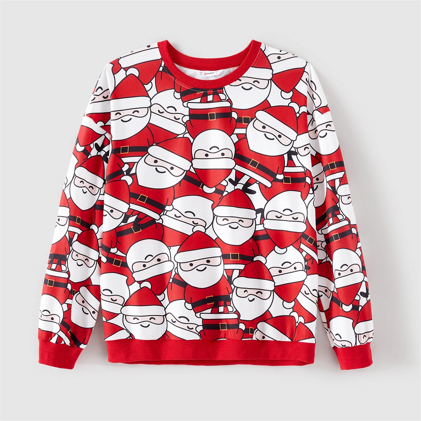 Santa Claus Print Red Long-sleeve Sweatshirts Set