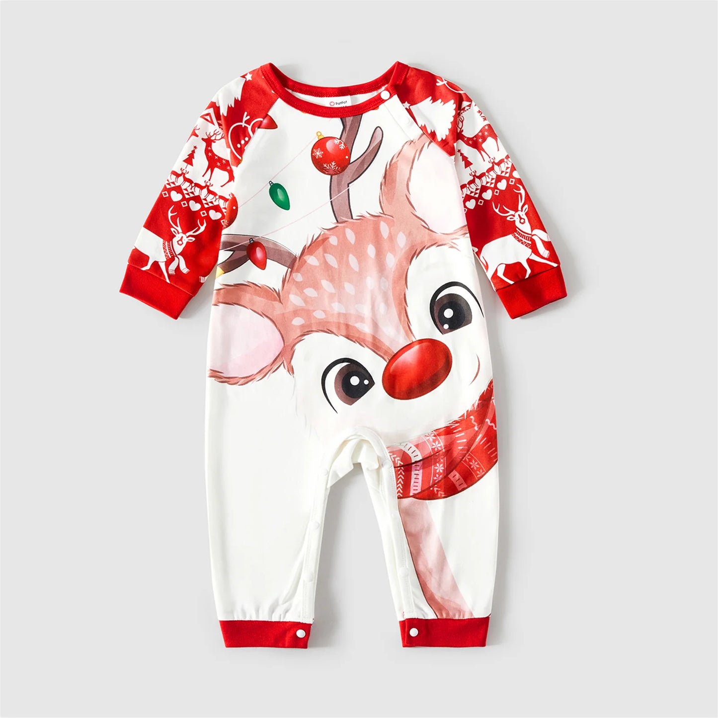 Print Red Family Looks Raglan-sleeve Pajamas Sets